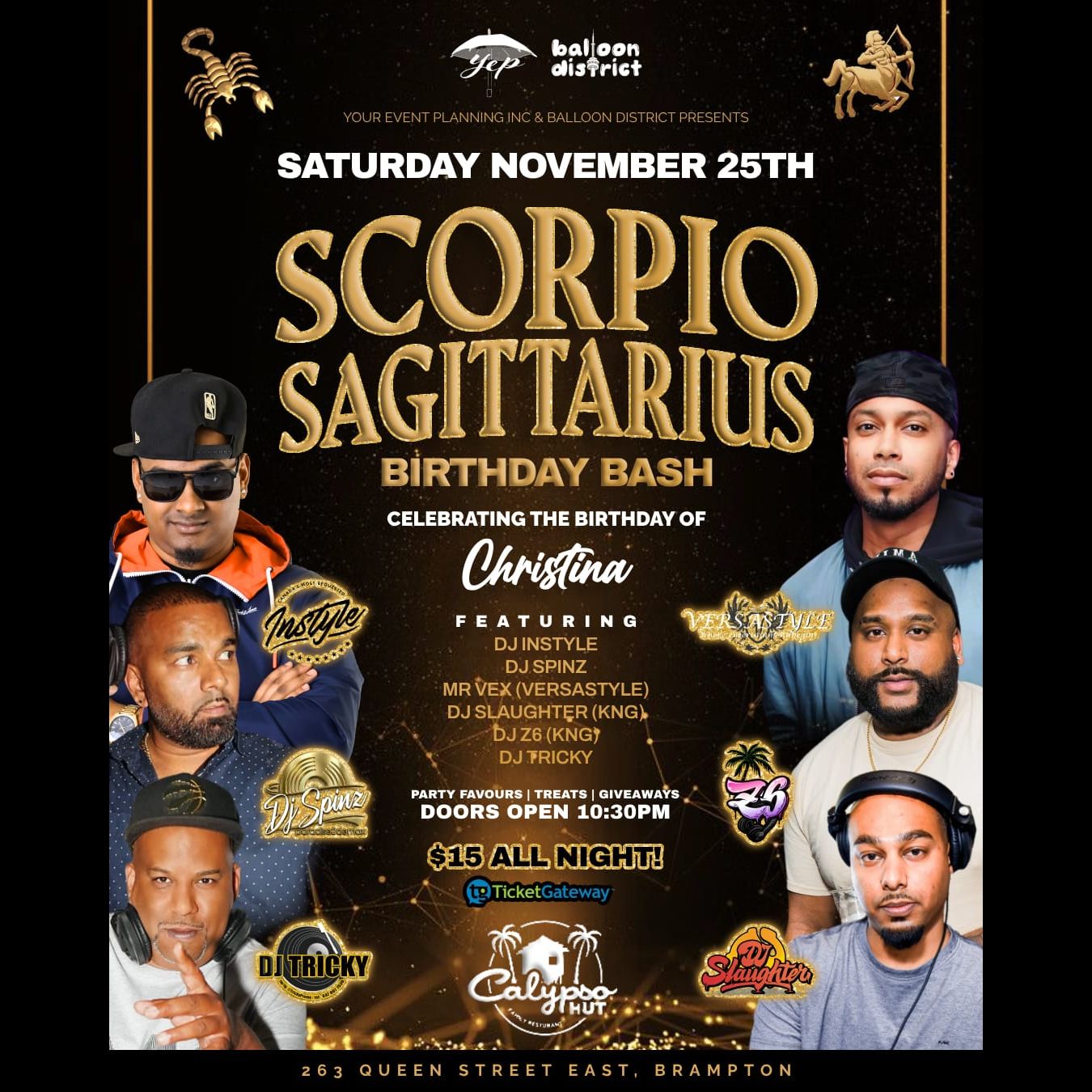 Scorpio Sagittarius Birthday Bash at Calypso Hut Brampton