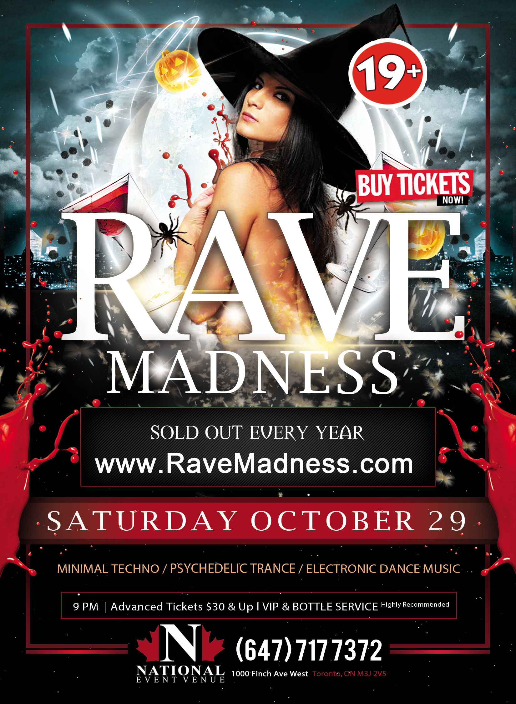 Toronto's Biggest Halloween Rave 2016 +19 Rave Madness