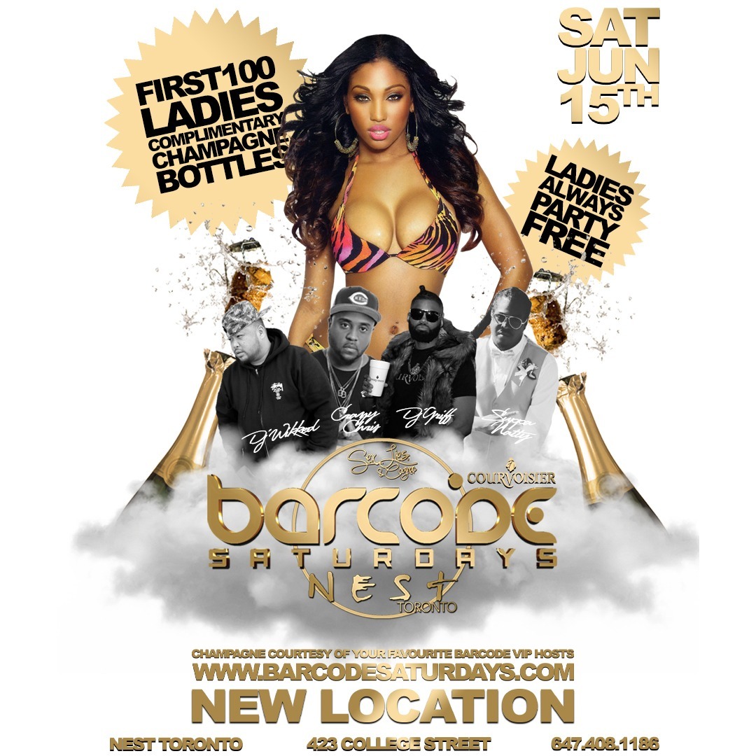 BARCODE SATURDAYS FREE CHAMPAGNE PARTY