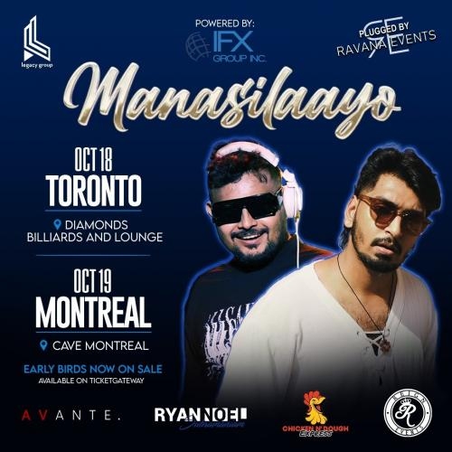 Manasilaayo - Oct 18th Toronto - DIAMONDS BILLIARDS