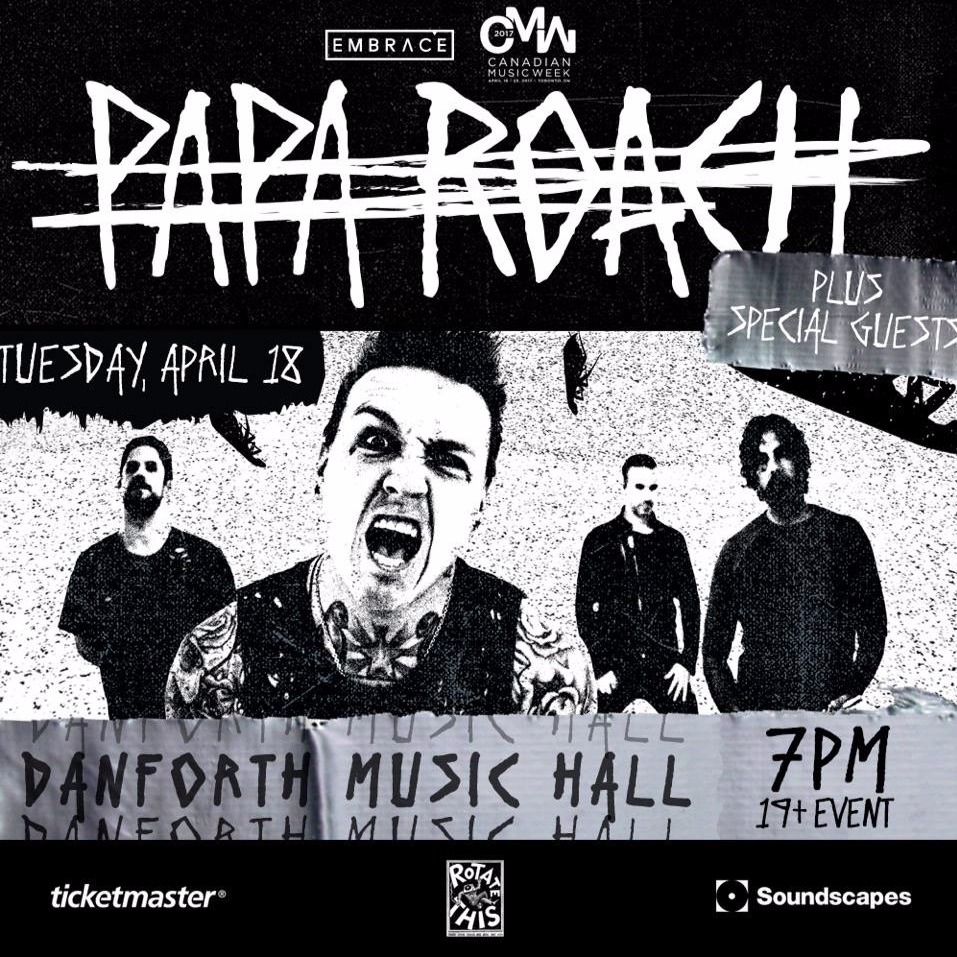 Papa Roach Tickets Live in Toronto, Danforth Muisc Hall