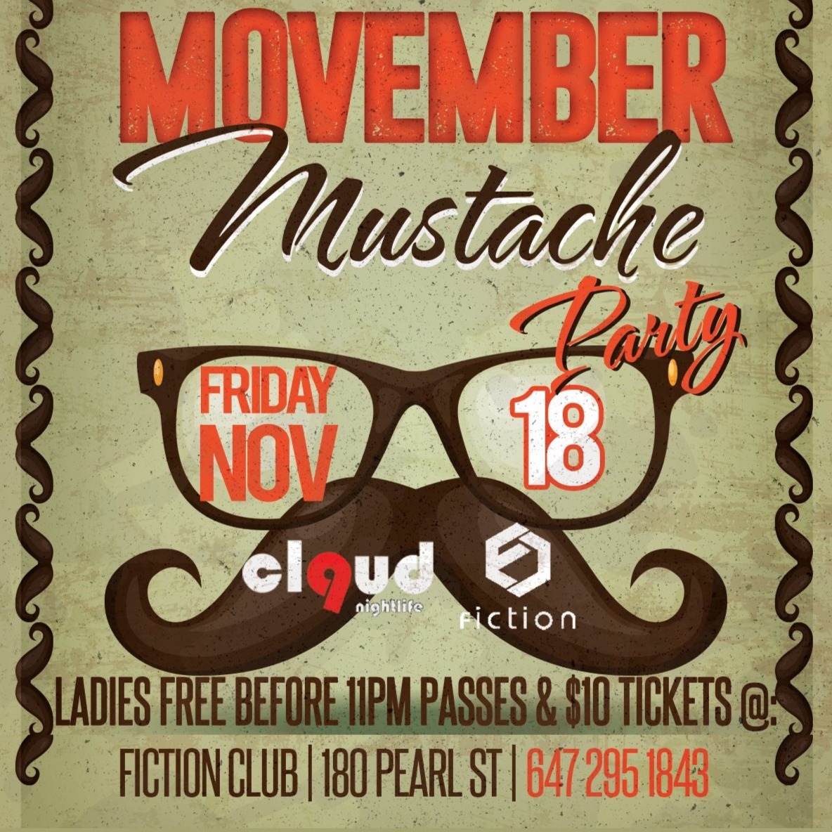 Movember Mustache Party @ Fiction // Friday Nov 18 | Ladies FREE Before 11P