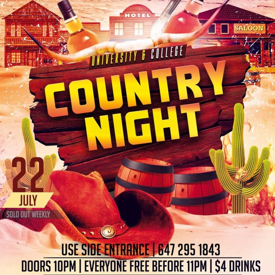 Country Night at Fiction // Friday July 22 Everyone Free + SIDE Entrance